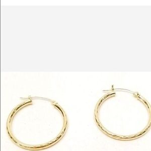 Preloved Solid 10K Gold Etched Hoop Earrings